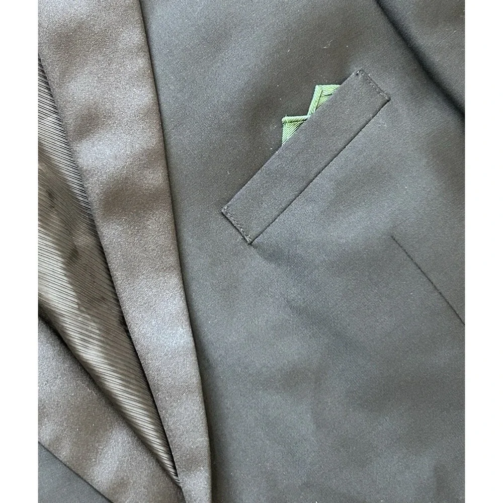 Super 140s Merino Wool Tux‎ Suit Jacket Men's 44L Slim Black One Button Wedding